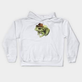 Frog cowboy painterly Kids Hoodie